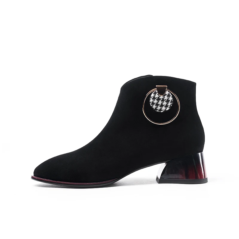 Ботильоны женские замшевые под розовое золото на среднем каблуке 4 5 см|Женские