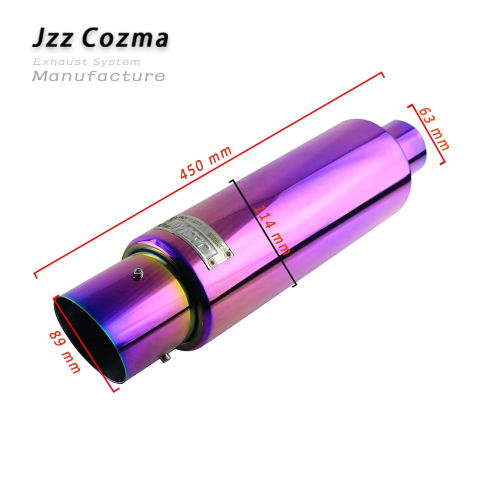 Jzz универсальный автомобильный глушитель 2 5 дюйма 3 из нержавеющей стали
