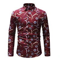 2020 mens shirts fashion casual long sleeved printed tee male social business dress shirt camisa flores hombre