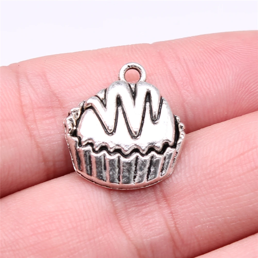 

Wholesale 100pcs/bag 20x19mm Cupcakes Charm DIY Jewelry Findings Antique Silver Color Antique Bronze Color For Jewelry Making