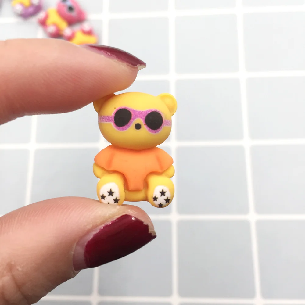 Миниатюрный кавайный стеклянный медведь с плоским основанием кабошон сделай сам