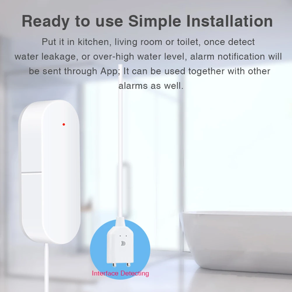 

Newest Smart Wifi Water Leak Sensor Water Leakage Intrusion Detector Alert Water Level Wifi Support Tuya App Alexa Google Home