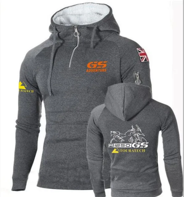 

NEW Fleece Hoodies Men Motorsport R 1250 Gs Zipper Sportswear Motorcycle Print Winter hip hop Mens Tracksuits