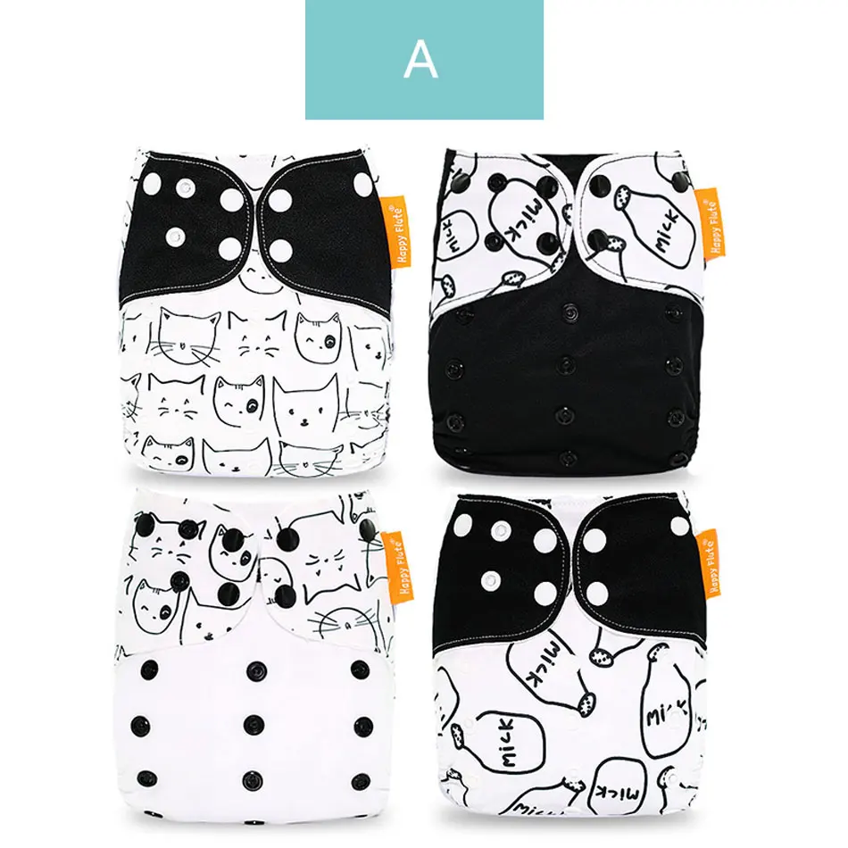 A only diaper Happyflute 4 шт./компл. моющиеся экологически чистые тканевые подгузники; регулируемый пеленки Многоразовые подгузники из ткани подходит 0-2years, на Возраст 3-15 кг для малышей - Цвет: A only diaper