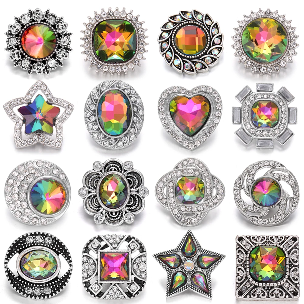 6 шт./лот новейшие ювелирные изделия с кнопками застежками 18 мм цветные кристаллы