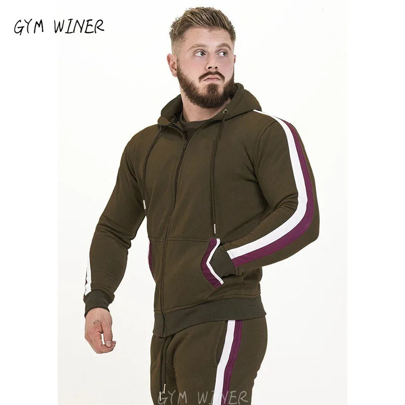 

New Winter Tracksuits Men Set Fleece Hoodies Pants Suit Zipper Hooded Sweatshirt Sportswear Set Male Hoodie Sporting Suits