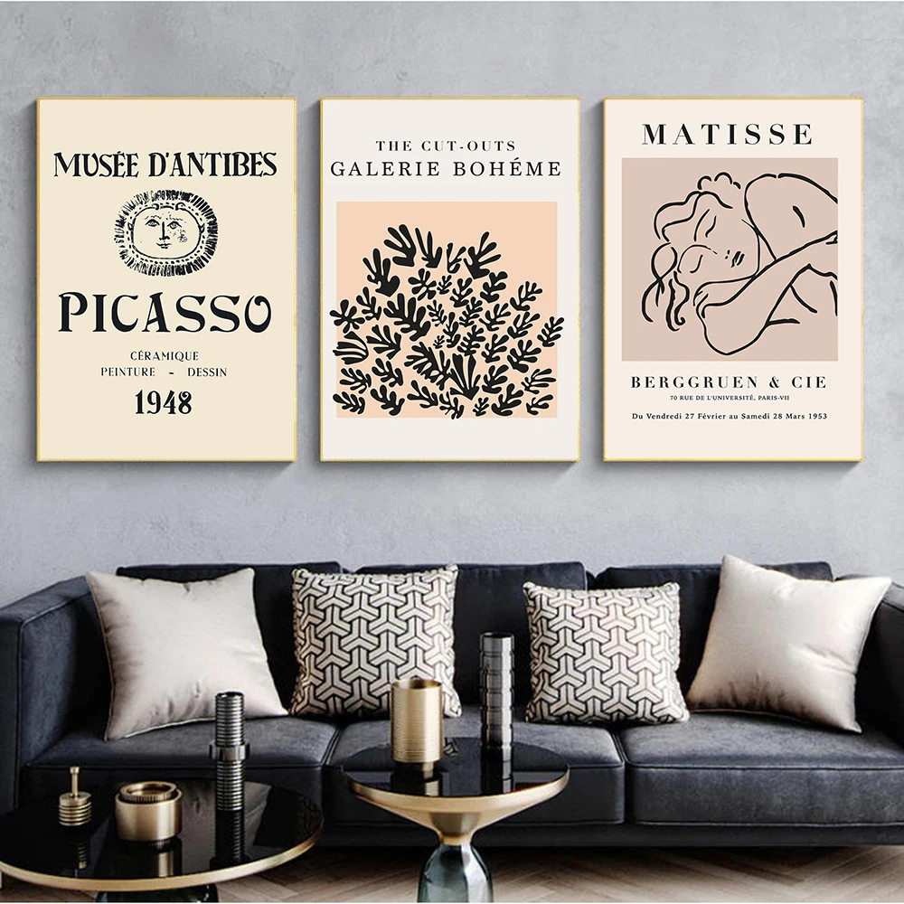 

Abstract Poster Minimalist Canvas Painting Nordic Picasso Matisse Art Print Line Plant Wall Picture for Living Room Home Decor