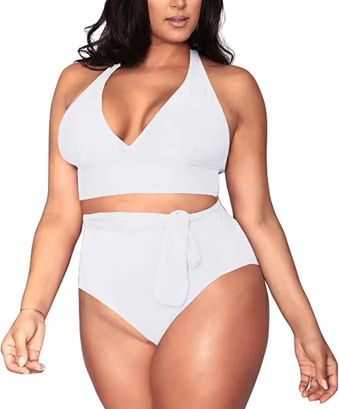 

Two Pieces Swimming Suit for Women Split Large Strap Sexy Bikini Multi-rope Deep V High Waist Swimsuit Women Bathing Suits