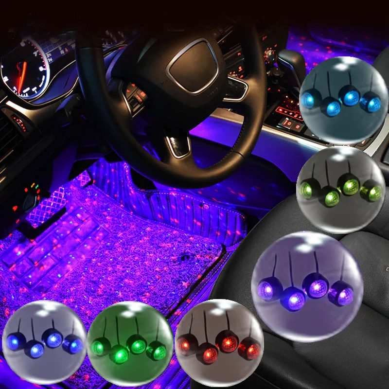

Car LED Atmosphere Lights RGB Interior Lighting Foot Lights USB Decorative Ambient Lamp Universal Auto Backlights Car Floor Lamp