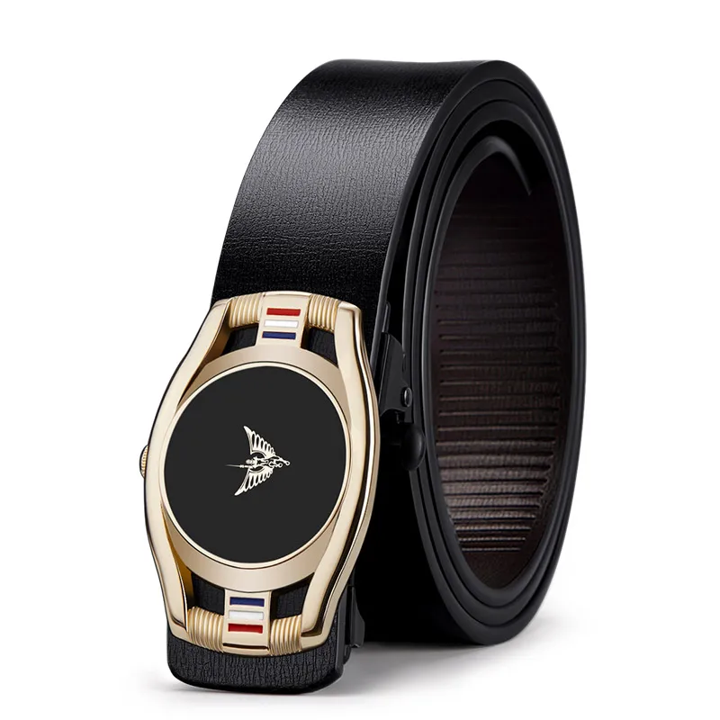 WILLIAMPOLO Fashion Belts Streetwear Genuine Leather Belt For Men Automatically Buckle Men's Belt Luxury Design Belt PL20382-84P