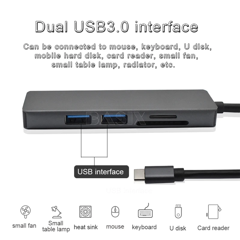 Концентратор BKSCY Type C Usb на HDMI 4K адаптер для SD/TF карт конвертер USB 3 0 концентратор