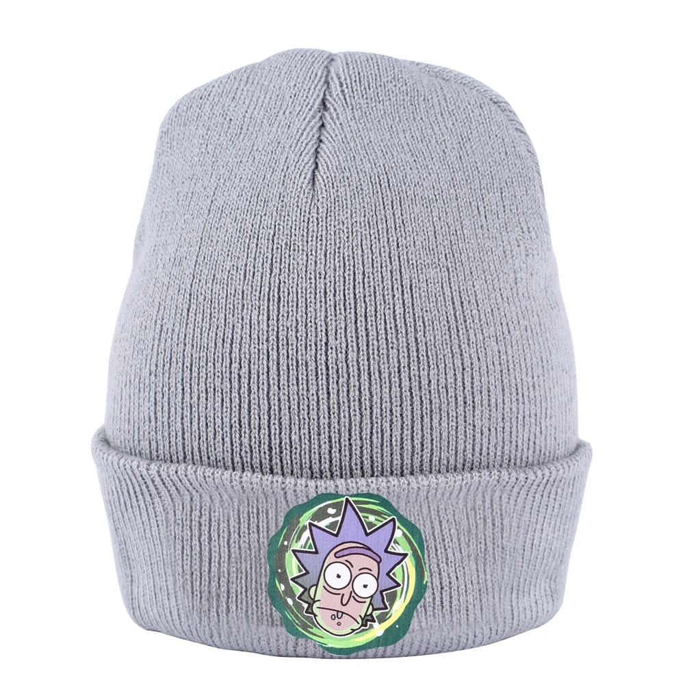 Вязаная Зимняя шапочка с мультяшным рисунком женская и мужская уличная