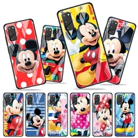 cute mickey disney mouse for samsung galaxy s20 fe ultra note 20 s10 lite s9 s8 plus luxury tempered glass phone case cover