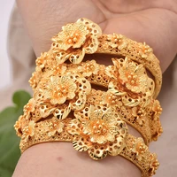 4pcslot gold color bangles for women dubai bride wedding cuff bracelet africa bangles jewelry gold charm bracelet party gifts