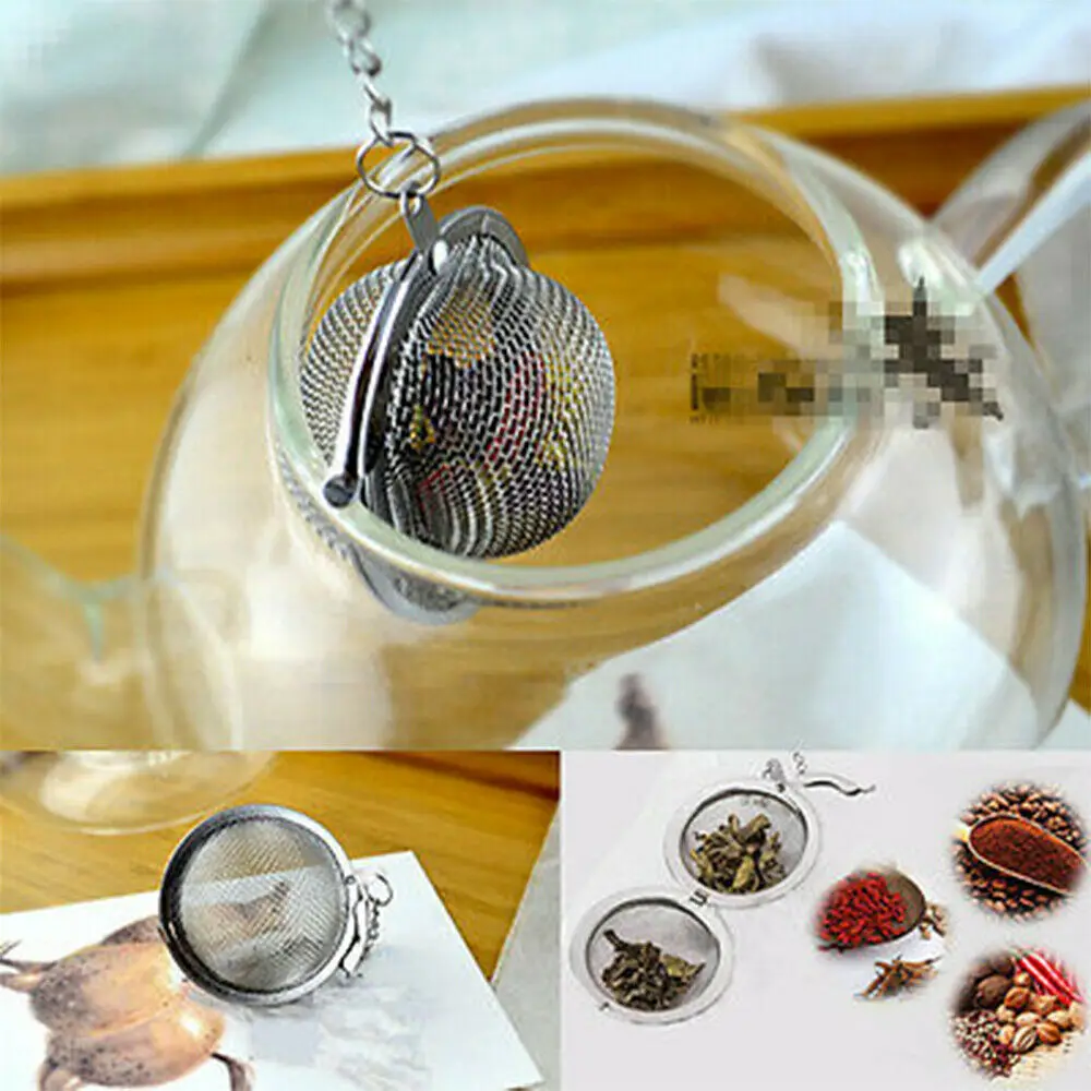 

Portable Tea Strainer Herbal Spice Filter Diffuser Stainless Steel Round Ball