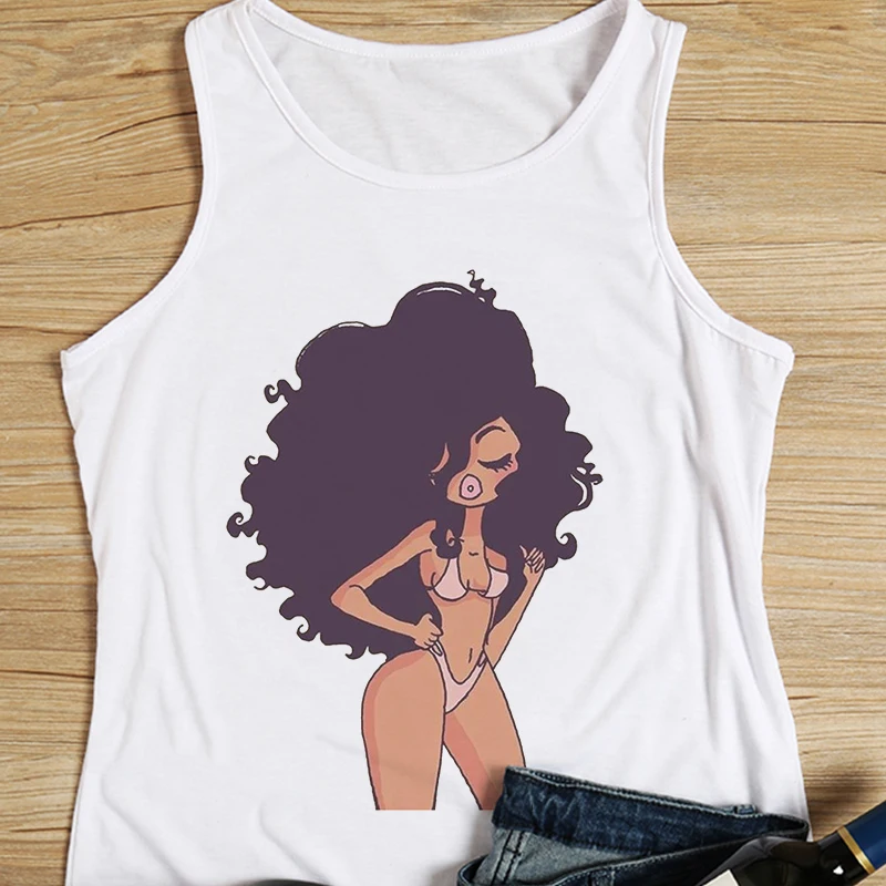 Популярная африканская черная Женская майка без рукавов в стиле Харадзюку Y2k