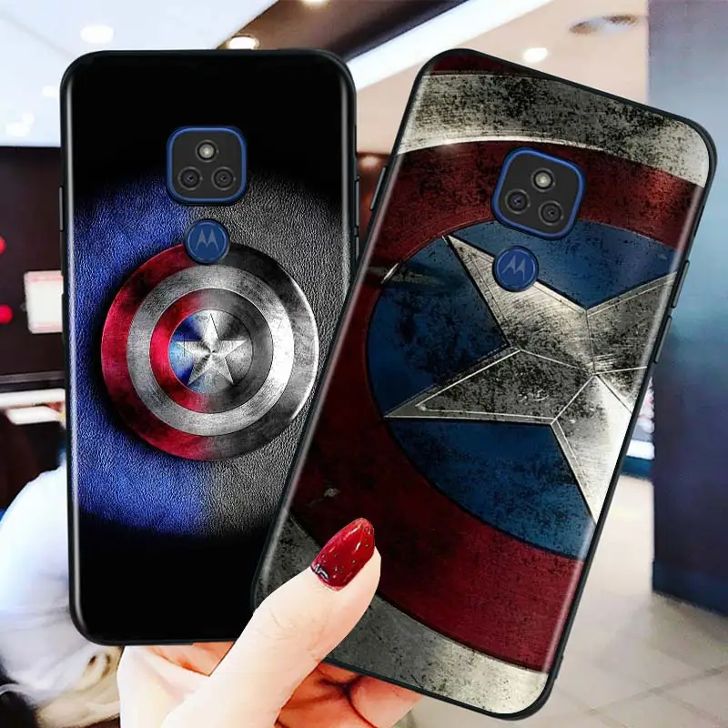 

Marvel Captain America-A for Motorola G9 G8 G E7 E6 One Play Marco Hyper Fusion Stylus Power Lite Edge Plus Black Phone Case