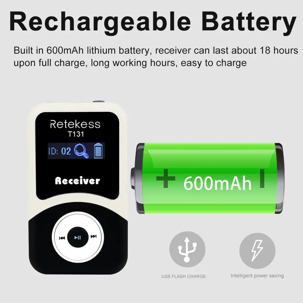 Беспроводной приемник Retekess T131 для системы гидов система синхронного перевода