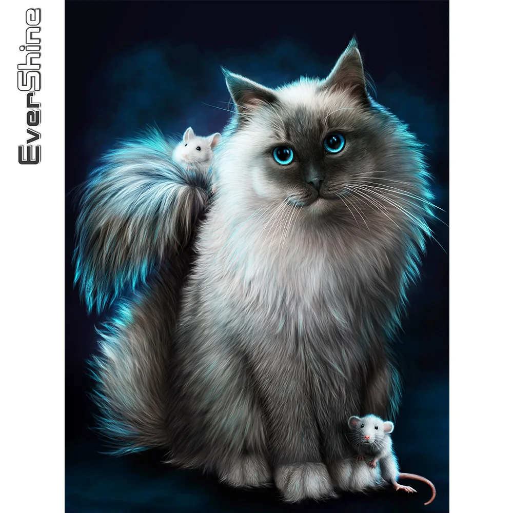 

Алмазная живопись с изображением кота, вышивка крестиком Набор для алмазной вышивки, 5D, сделай сам, квадратная круглая мозаика для домашнег...