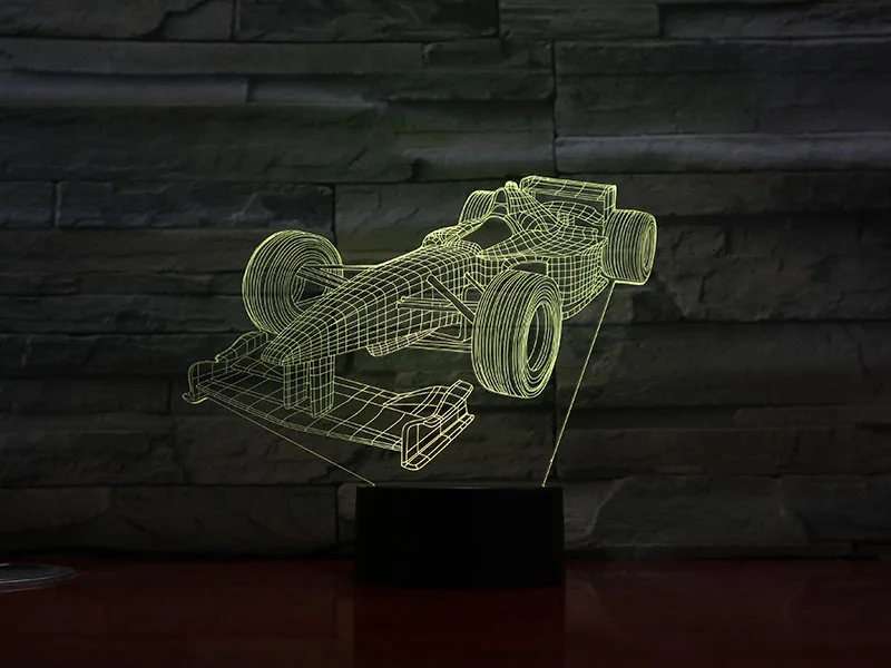Formula 1 гоночный автомобиль 3D лампа многоцветная с пультом дистанционного управления для дня рождения подарочный аккумулятор питание 3D оптический светодиодный ночник лампа голограмма