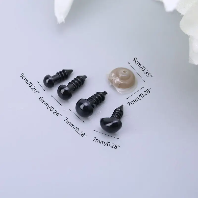 

Black Plastic Crafts Screw Safety Eyes Nose 5-7mm Doll DIY Kit with Washer for Bear Soft Dolls Craft Toy Animal Felting