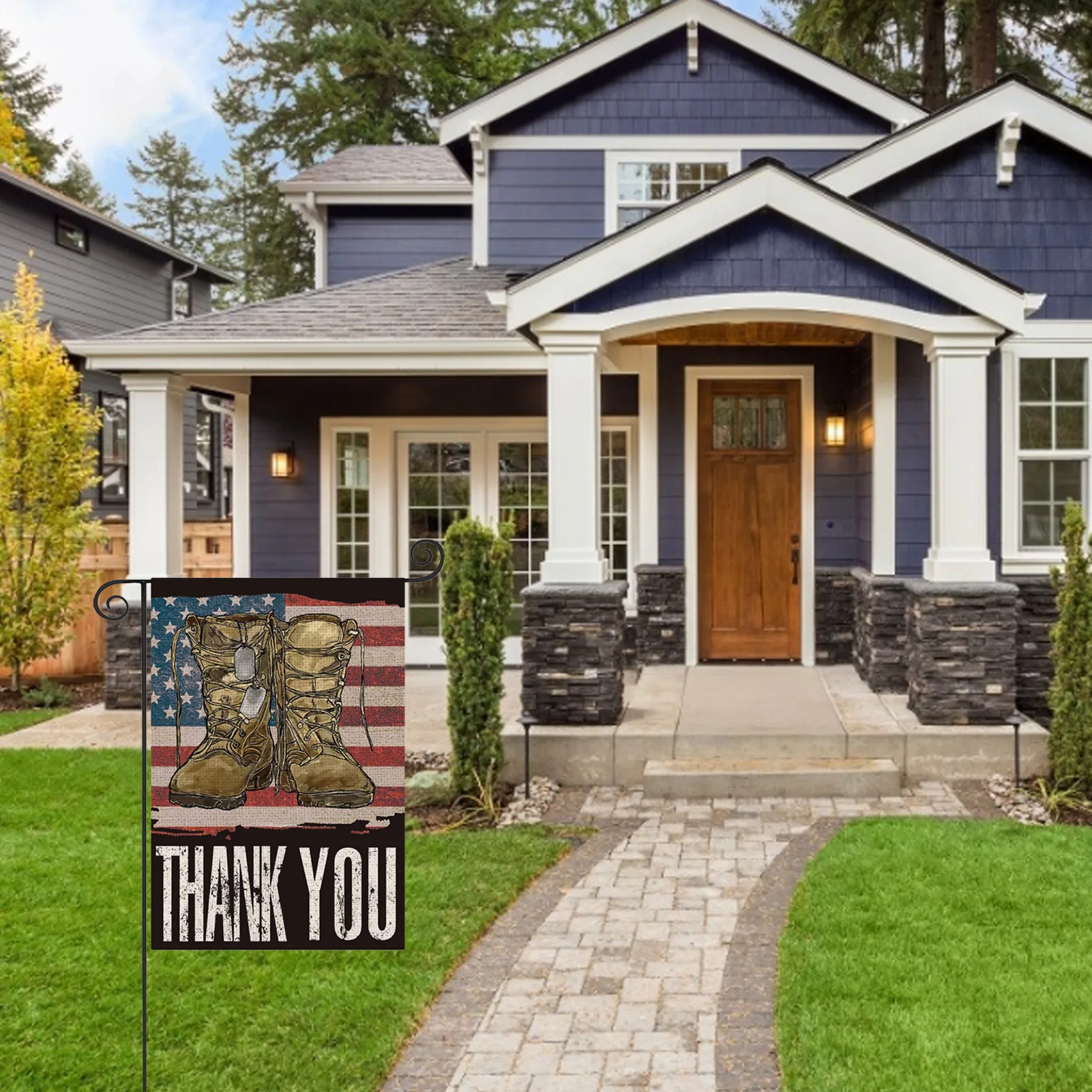 Американский День памяти сапоги спасибо Садовый флаг на открытом воздухе
