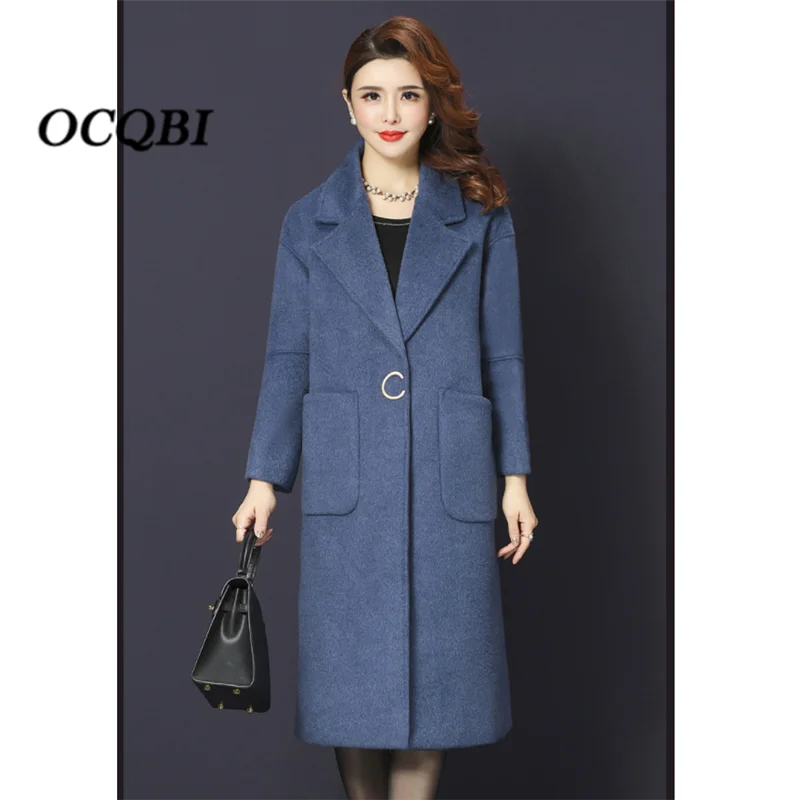 

Winter Coat Women 2020 Wool Long Coat Plus Size Elegant Vintage Fashion Cashmere Korean Coat