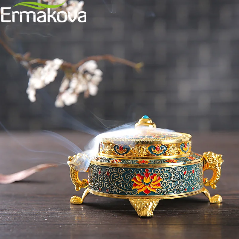 ERMAKOVA 4/5 дюймов держатели для ладана горелка Металл тибетский стиль окрашенные