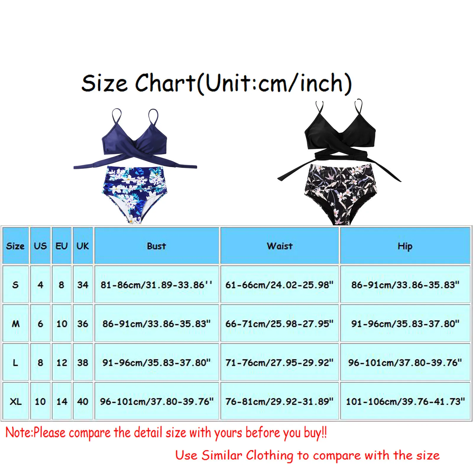 

Women Solid Top Printed Bottom Bikini Set 2021 Sexy Swimwear Femme High Waist Swimsuit Cross Push Up Bikini Bathing Suit 5