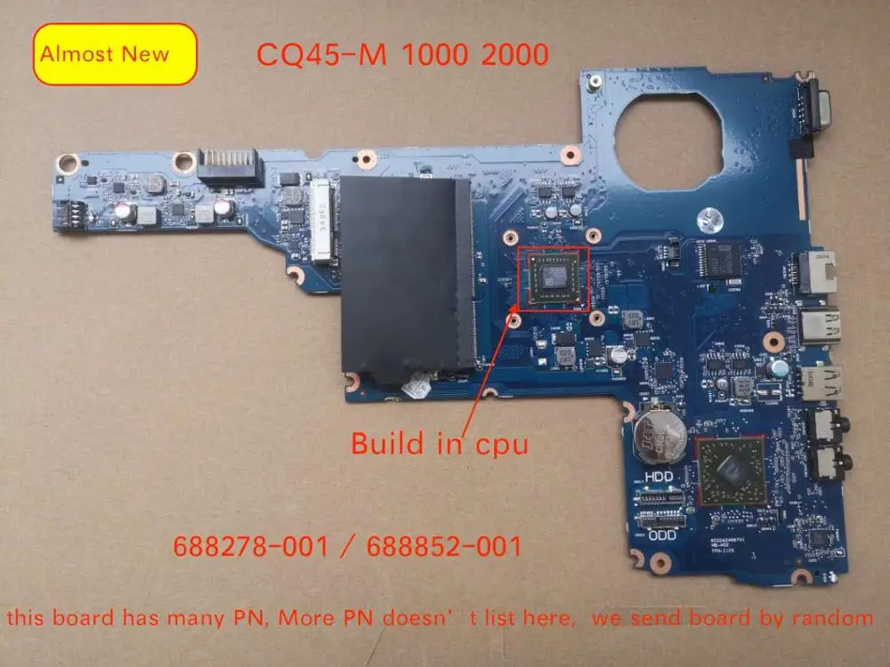 

688278-001 688852-001 For HP CQ45 1000 2000 Laptop PC motherboard 6050A2498701