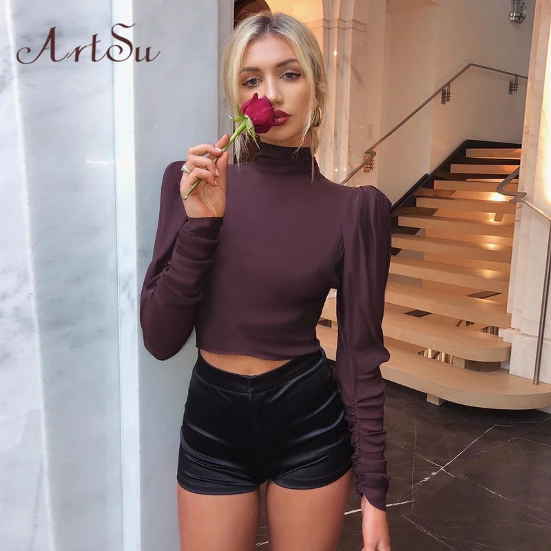 ArtSu Winered Сексуальная Блузка с открытой спиной и галстуком бабочкой рубашка