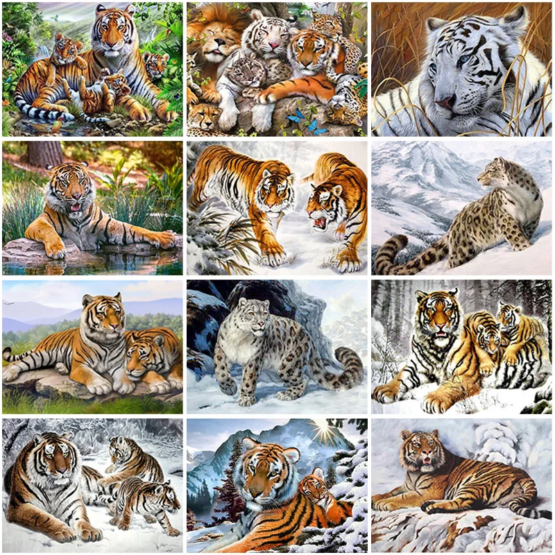 

DIY 5D Full Square Round Diamond Painting Tiger Cross Stitch Kit Diamond Embroidery Needlework Patterns Rhinestone Hnadmade Gift