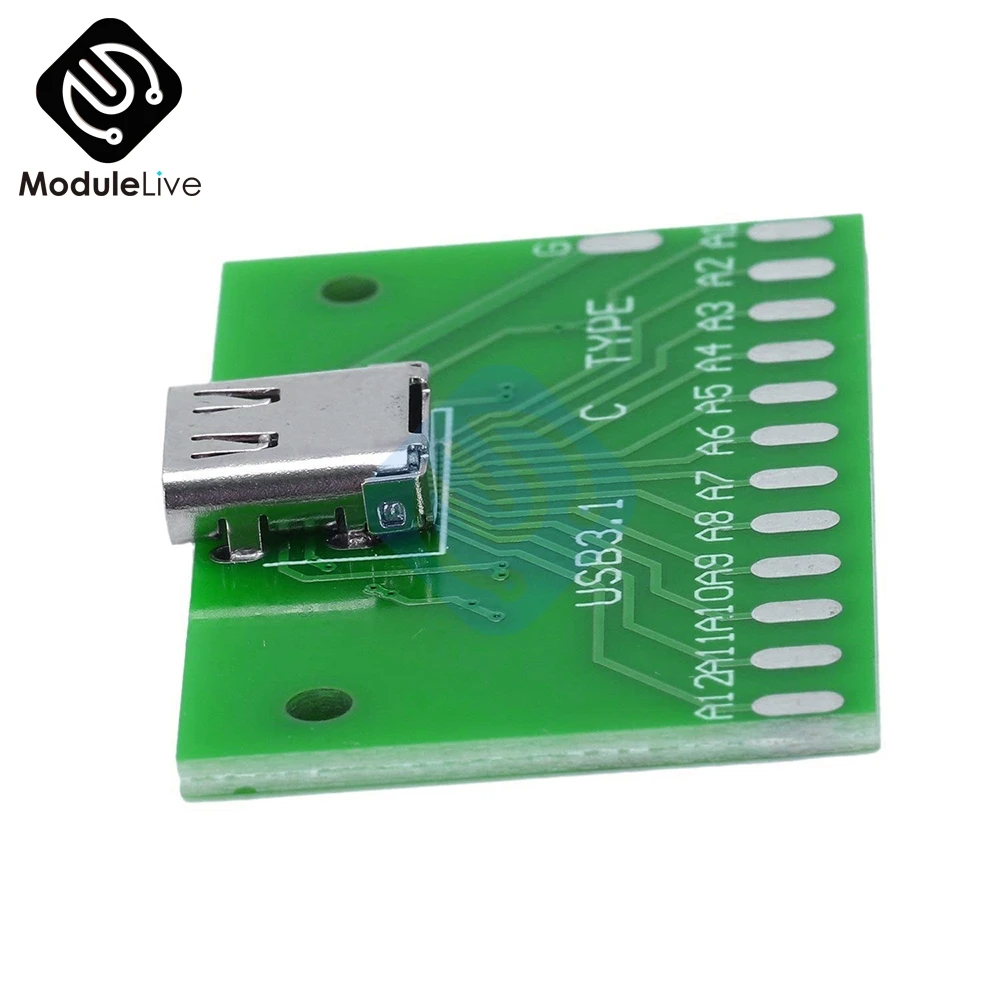 Type-C USB 3 1 гнездовой разъем адаптер плата PCB 24P Базовая тестовая блок питания 40*25 мм
