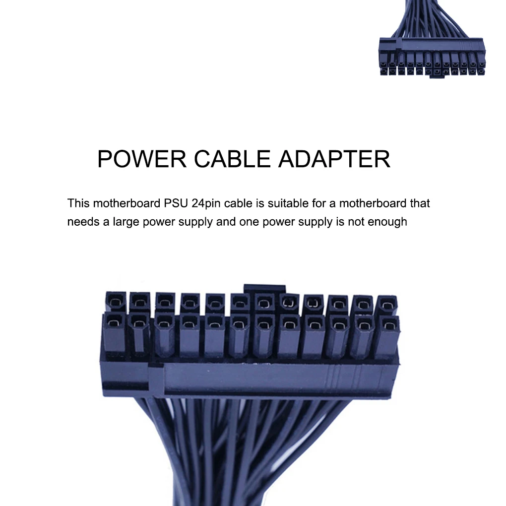 

Power Cable Adapter 24Pin Dual Connector PSU Cable Motherboard Female to Male Power Supply 18AWG Cord
