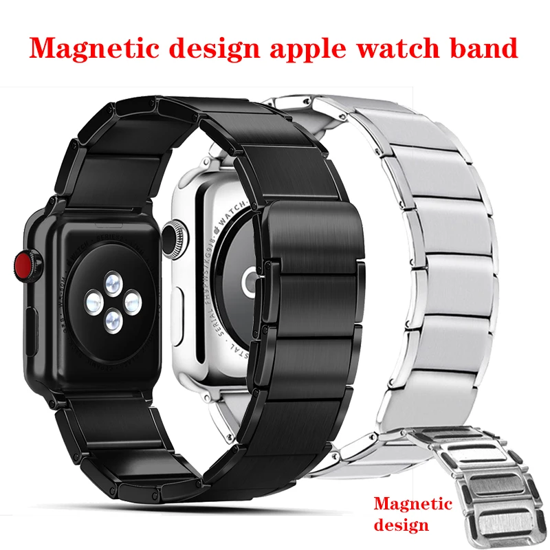 

Stainless Steel Strap For Apple watch band 44mm 38mm 40mm 42mm Magnetic design WatchBand Bracelet for iWatch series 6/SE/5/4/3