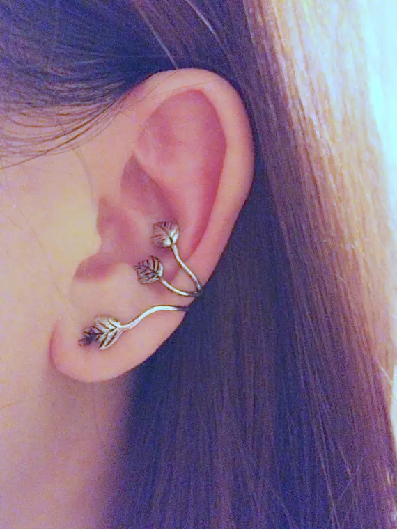 1 Модный комплект из двух предметов с рисунком листьев Кристальные серьги