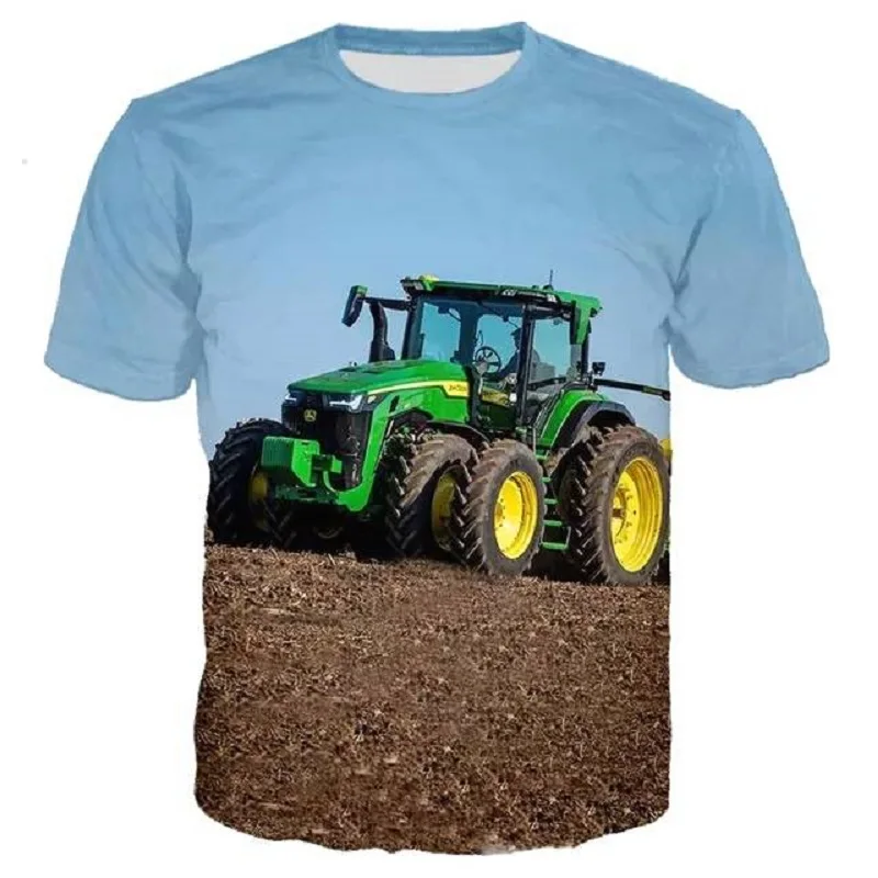 

2021 summer children's new printed short-sleeved T-shirt summer casual game digging machine painting picture cute style top 4T