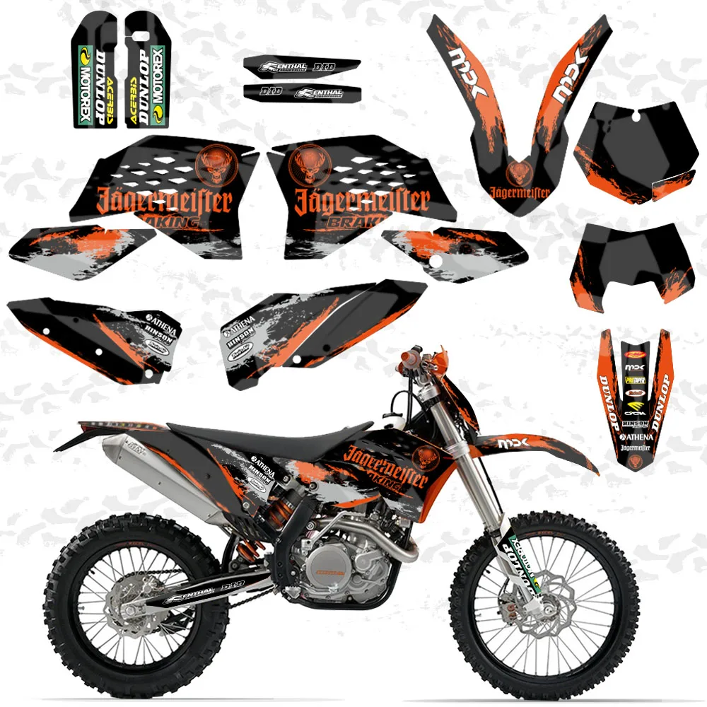 GRAPHIC WITH MATCHING BACKGROUNDS Sticker Decal For KTM EXC XC EXCF 125-525 150 200 250 300 350 400 450 500 08-10 SX SXF 07-10