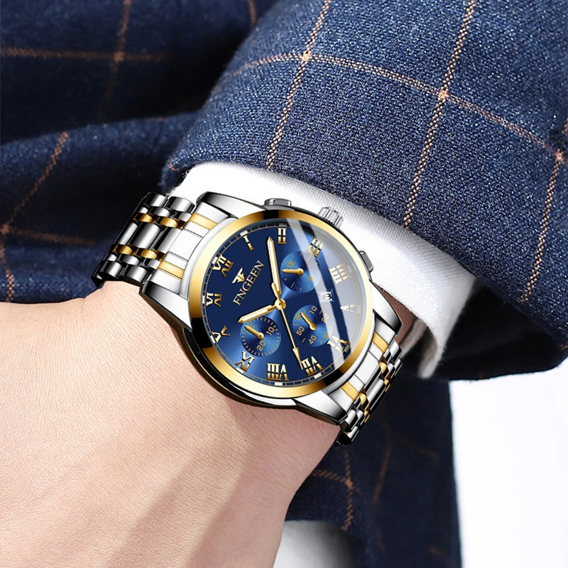 Лидирующий бренд классические мужские часы Роскошные Кварцевые с календарем