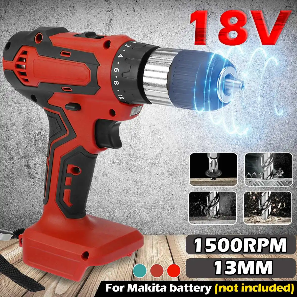 

18V 13mm Cordless Electric Drill 3/8-In Chuck Screwdriver for Makita Battery Wireless Power Hand Drill Screwdriver Power Tools