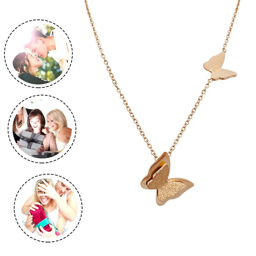 

Stainless Steel Butterfly Necklace for Women Korean Fashion Butterfly Geometric Choker Necklace Collares Jewelry