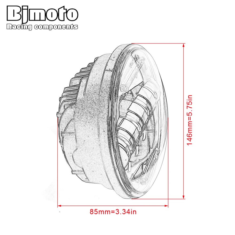 

BJMOTO 5.75 inch Led Headlight HI/LO Beam Headlamp For VRSCD VRSCDX XL XR Dyna FXSTS FLSTS FXCW/C FXS, FXSB, FXSBSE, FXST, FXST
