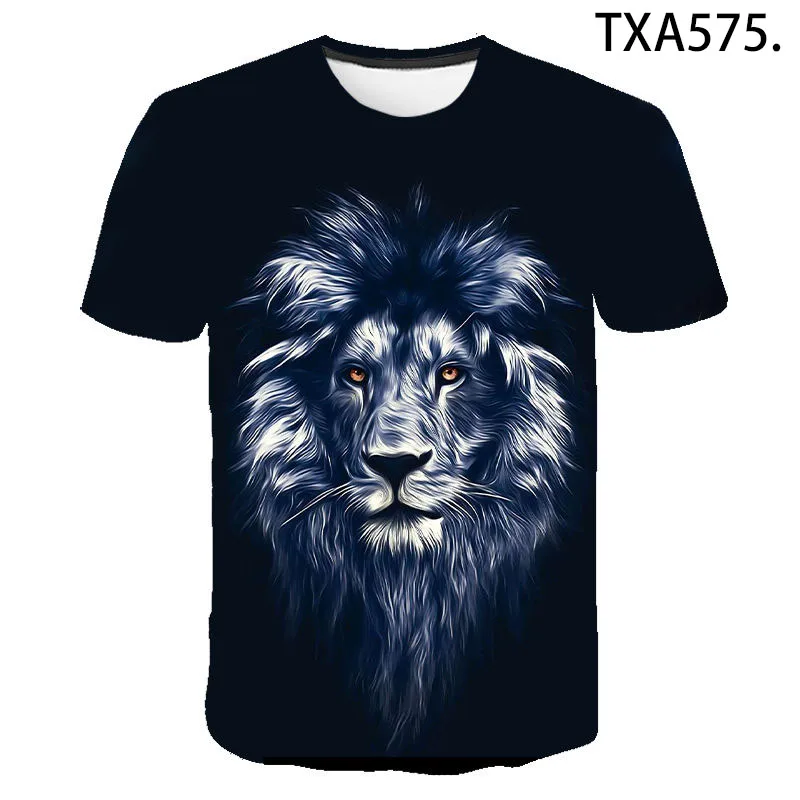 

2021 New Summer Lion Short Sleeve Fashion T-shirt Boy Girl Kids 3D Printed Streetwear Men Women Children Cool Tops Tee