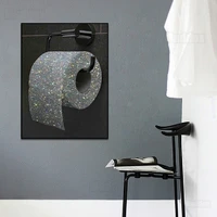 canvas painting wall art toilet roll paper color glitter diamond creative niche luxury bedroom living room bathroom decor poster