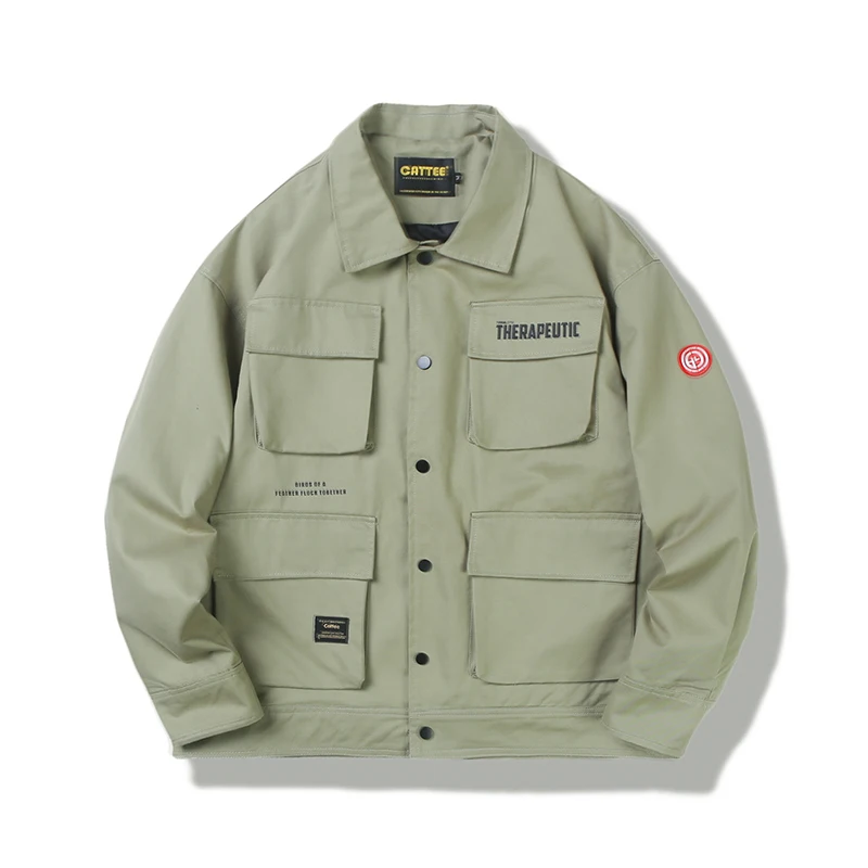 Четырехъядерным процессором карманы Для мужчин Куртка карго Chore пальто черный