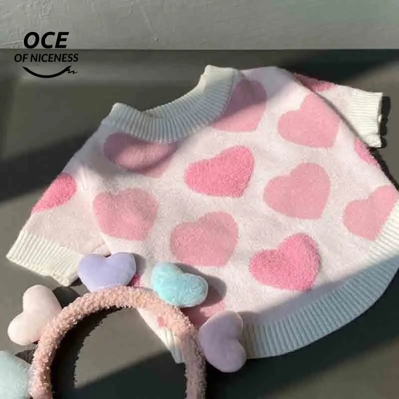 Осенне-зимний розовый милый мягкий свитер для домашних животных | Дом и сад