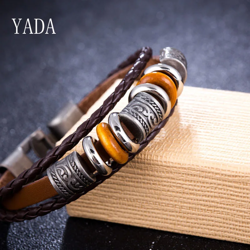 

YADA Gifts 2020 Retro multi-layer Bracelets&Bangles For Men Braided Leather Bracelets Charm Friendship Jewelry Bracelet BT200082