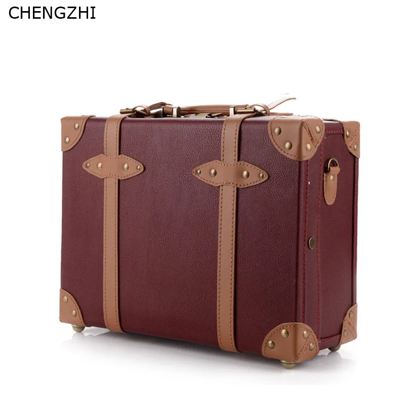 CHENGZHI 16 дюймов винтажный чемодан из ПУ-кожи женская сумка для ручной клади Сверхлегкий косметический чехол для девочек