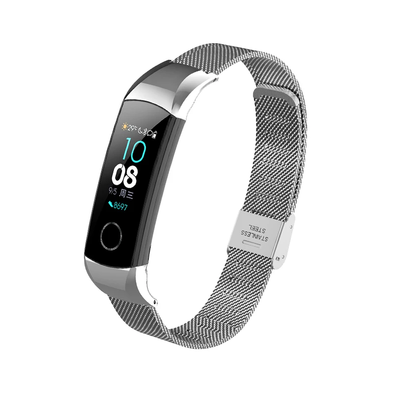 Миланская группа Loop For Honor Band 4 5 Ремешок из металла Для Huawei Honor Band 4 Браслет из нержавеющей стали Браслет Для чести Band 5 - Цвет ремешка: Buckle silver