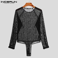 stylish men comfortable loungewear rompers sexy lace printed male fashionable all match long sleeve jumpsuits s 5xl 2021 incerun